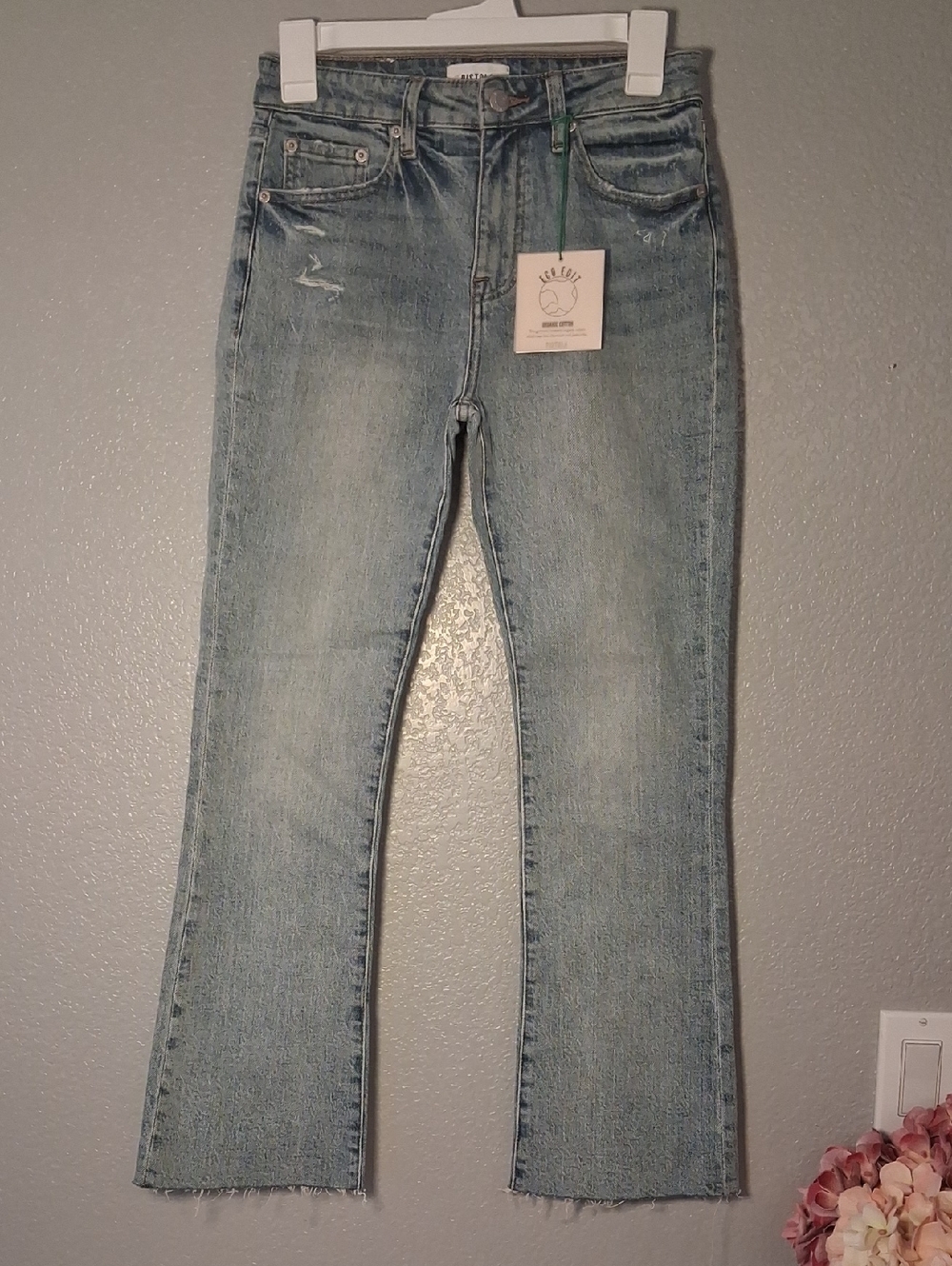 pistola Light Wash Straight Leg Jeans with Raw Hem